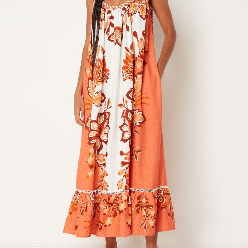 NWT Farm Rio Aura Cream Maxi Dress Medium (Generous Fit)